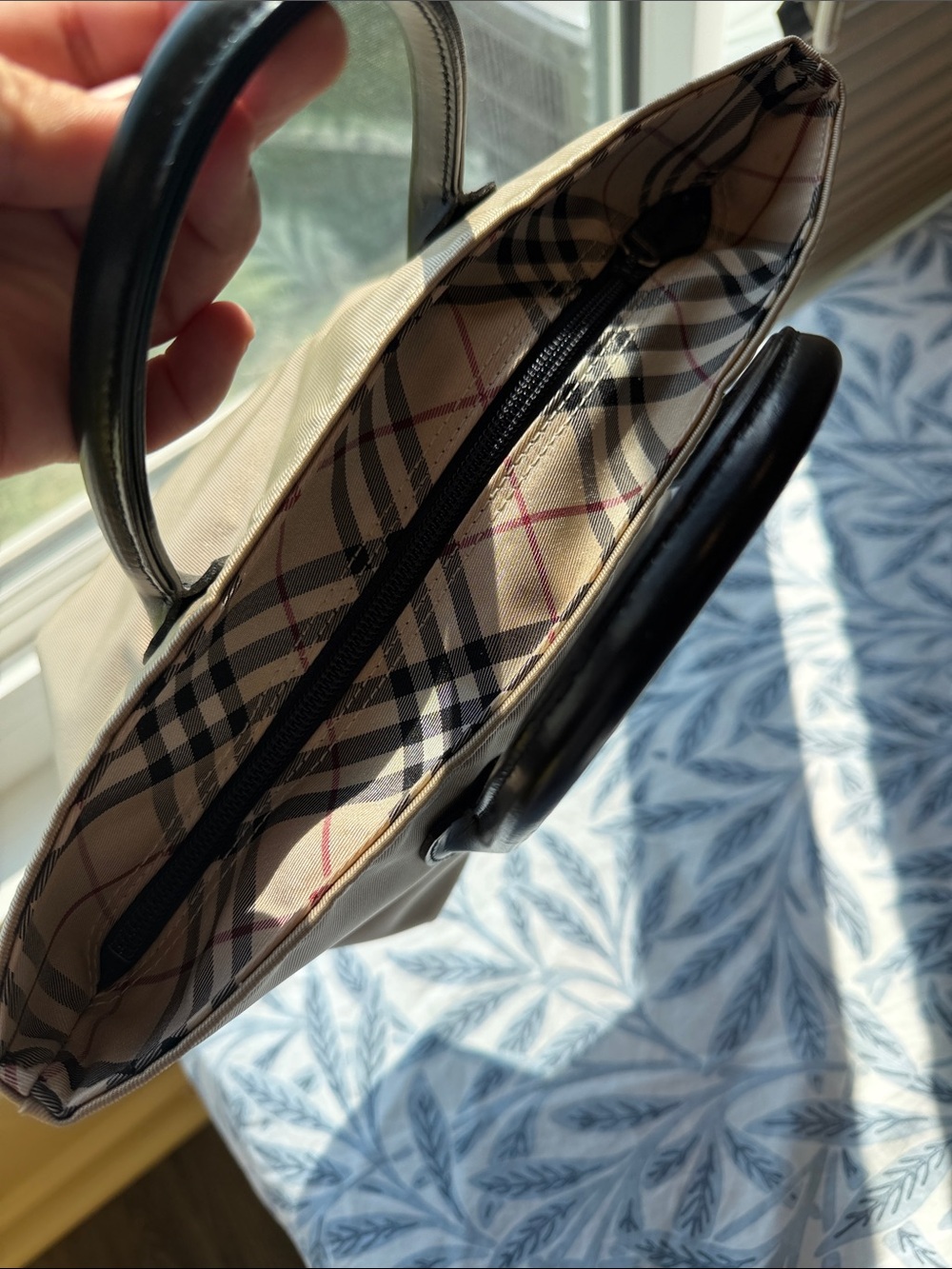 Beige Mini Tote with Black Handles - Picture 2 of 5